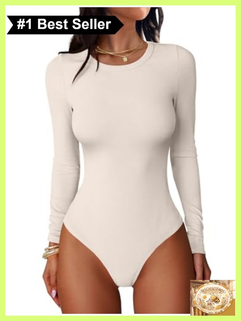 Women's Long Sleeve Crew Neck Slim Fit Bodysuit Top